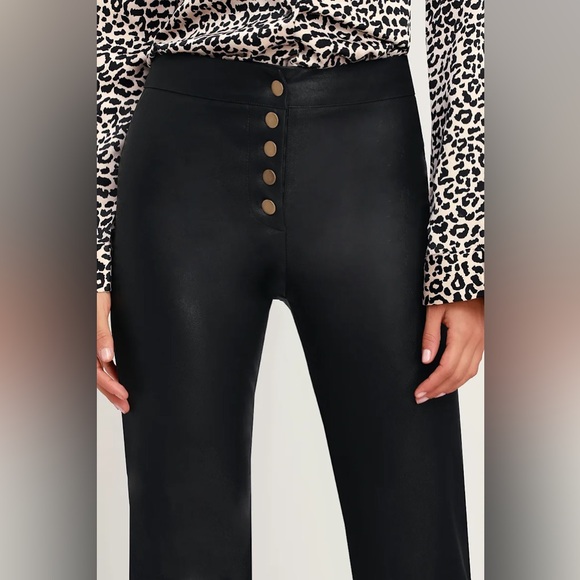 Olivaceous Lulu’s Faux Leather Flared Pants - Size Medium - Picture 3 of 9